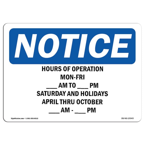 Safety Sign, OSHA Notice, 7" Height, Aluminum, Friday Sign, Landscape